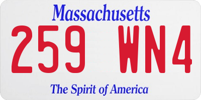 MA license plate 259WN4