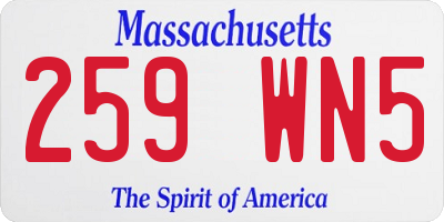 MA license plate 259WN5