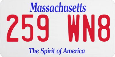 MA license plate 259WN8