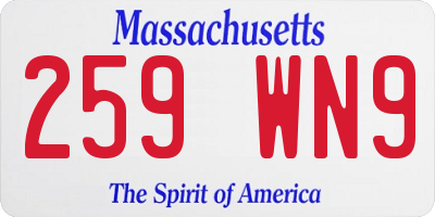 MA license plate 259WN9