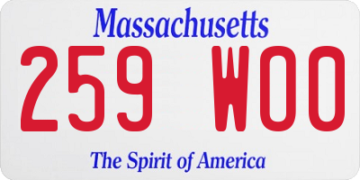 MA license plate 259WO0