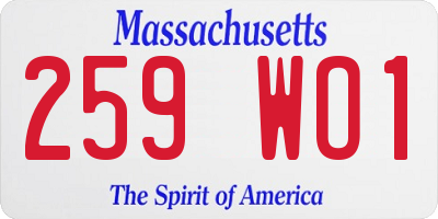 MA license plate 259WO1
