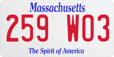 MA license plate 259WO3