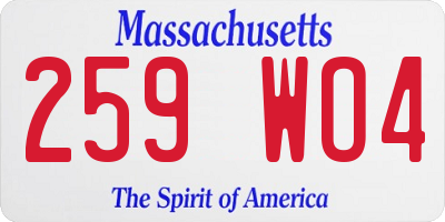 MA license plate 259WO4