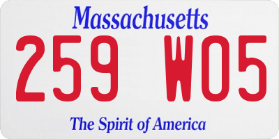 MA license plate 259WO5