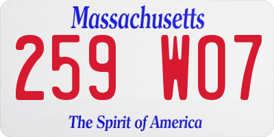 MA license plate 259WO7