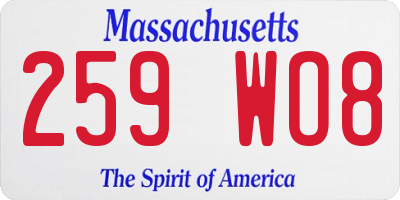 MA license plate 259WO8
