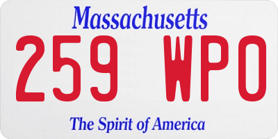 MA license plate 259WP0