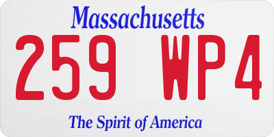 MA license plate 259WP4