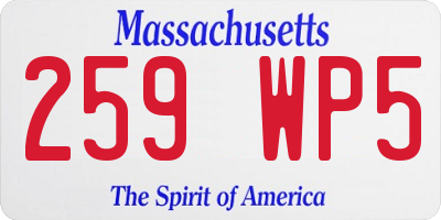 MA license plate 259WP5