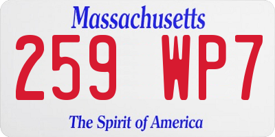 MA license plate 259WP7