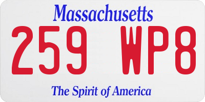 MA license plate 259WP8
