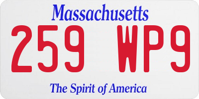 MA license plate 259WP9