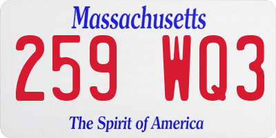 MA license plate 259WQ3
