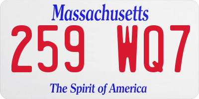 MA license plate 259WQ7