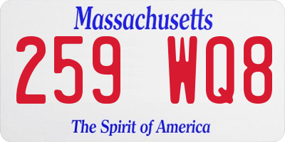 MA license plate 259WQ8