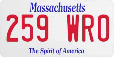 MA license plate 259WR0