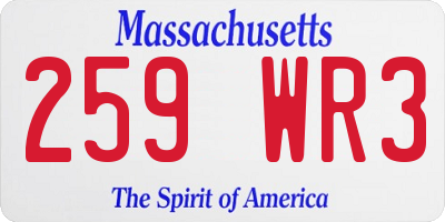 MA license plate 259WR3