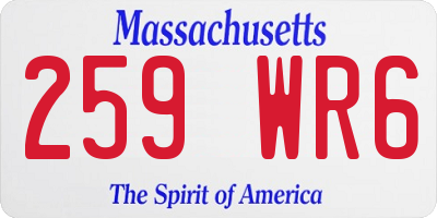 MA license plate 259WR6