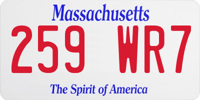 MA license plate 259WR7