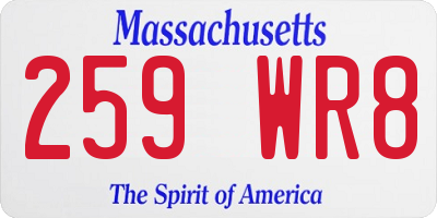 MA license plate 259WR8