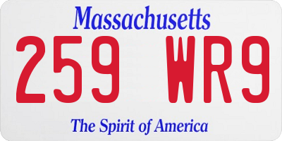MA license plate 259WR9