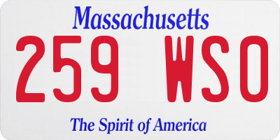 MA license plate 259WS0