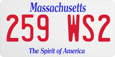 MA license plate 259WS2