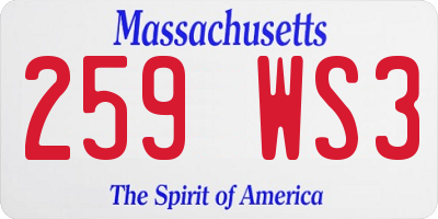 MA license plate 259WS3
