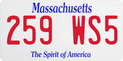 MA license plate 259WS5