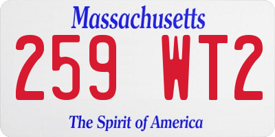 MA license plate 259WT2