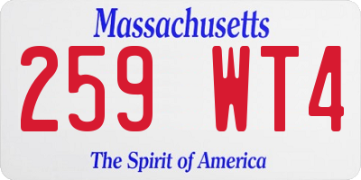MA license plate 259WT4