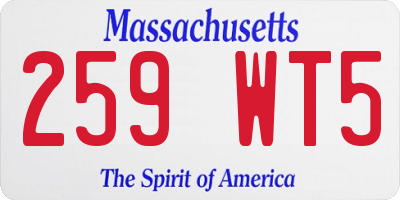 MA license plate 259WT5