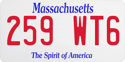 MA license plate 259WT6