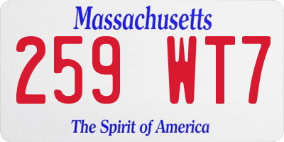 MA license plate 259WT7