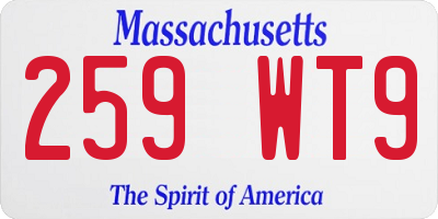 MA license plate 259WT9