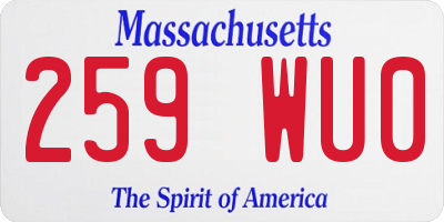 MA license plate 259WU0
