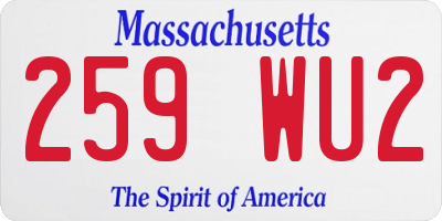 MA license plate 259WU2
