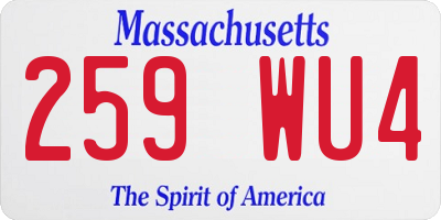 MA license plate 259WU4