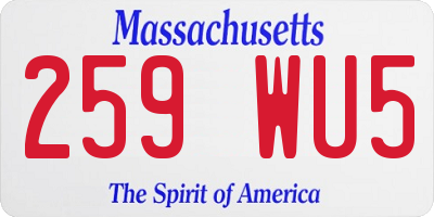 MA license plate 259WU5