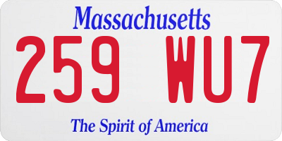 MA license plate 259WU7