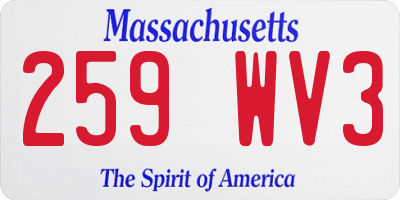 MA license plate 259WV3
