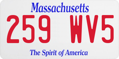 MA license plate 259WV5