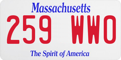 MA license plate 259WW0