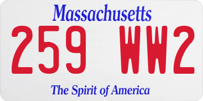 MA license plate 259WW2
