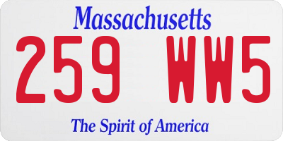 MA license plate 259WW5