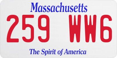 MA license plate 259WW6