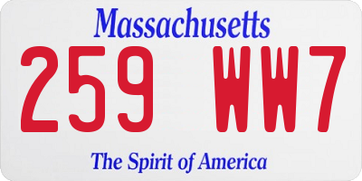 MA license plate 259WW7