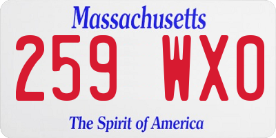 MA license plate 259WX0