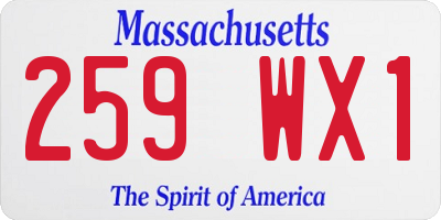 MA license plate 259WX1